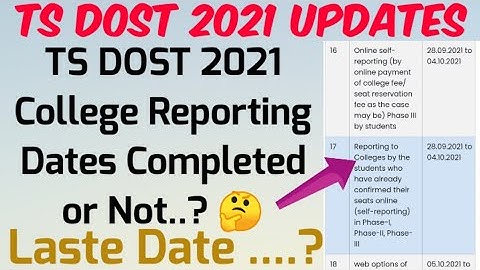 TS DOST 2021 College Reporting Dates Completed or Not.?//Last date for College Joining Latest Update