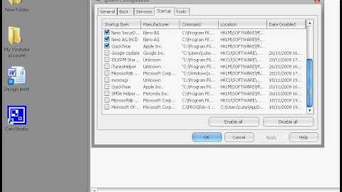 Msconfig startup and services disabling