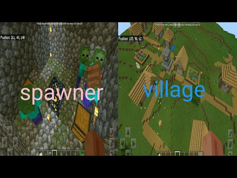 Minecraft pe seed village and zombie spawner at spawn - YouTube