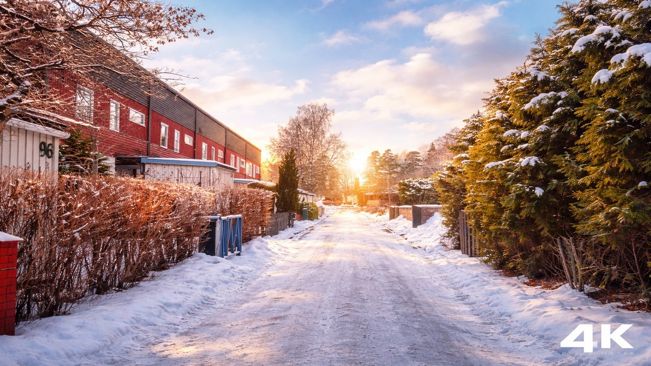 Silent Winter Walk ❄️ 4K | Peaceful City Outskirts Ambience – No Talking, Just Real Sounds