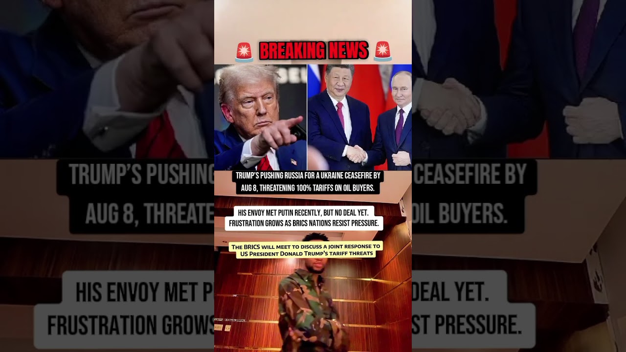 Trump’s pushing Russia for a Ukraine ceasefire by Aug 8, threatening 100% tariffs on oil buyers.
