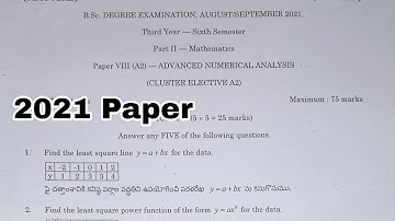 ANU 6th sem maths cluster 2021 question paper adv numerical analysis 2021 Paper #DegreeExams2022