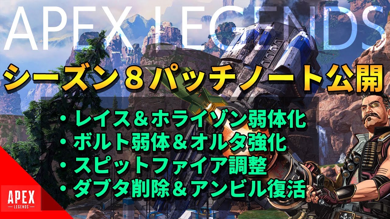 Apex Legends 最強武器のボルト君が弱体化 シーズン8最新パッチノート公開 レイス ホライゾンも弱体化 なんとスピットファが強くなった エーペックスレジェンズ Youtube