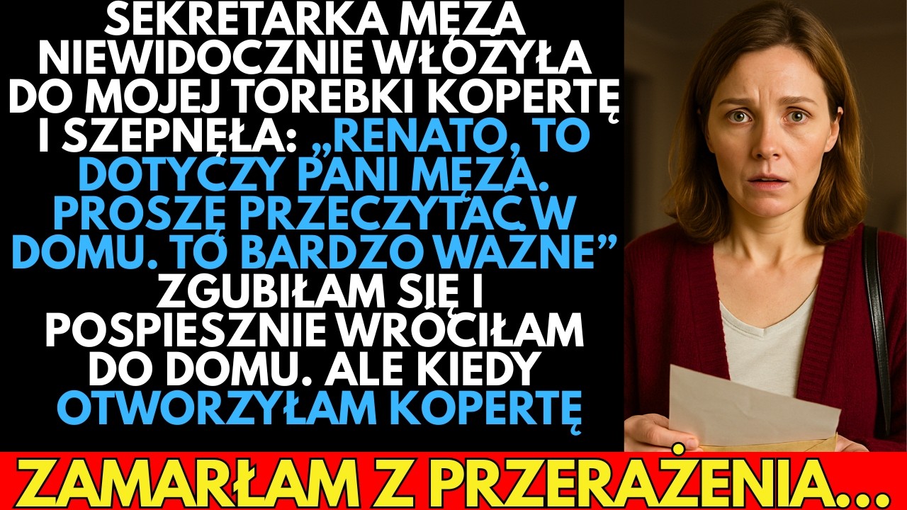 Sekretarka męża NIEPOSTRZEZENIE włożyła kopertę do mojej torebki, kiedy ją otworzyłam, zesztywniałam