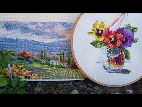 2 старта: Мережка " Vineyard hill" , " Pansies and butterfly"