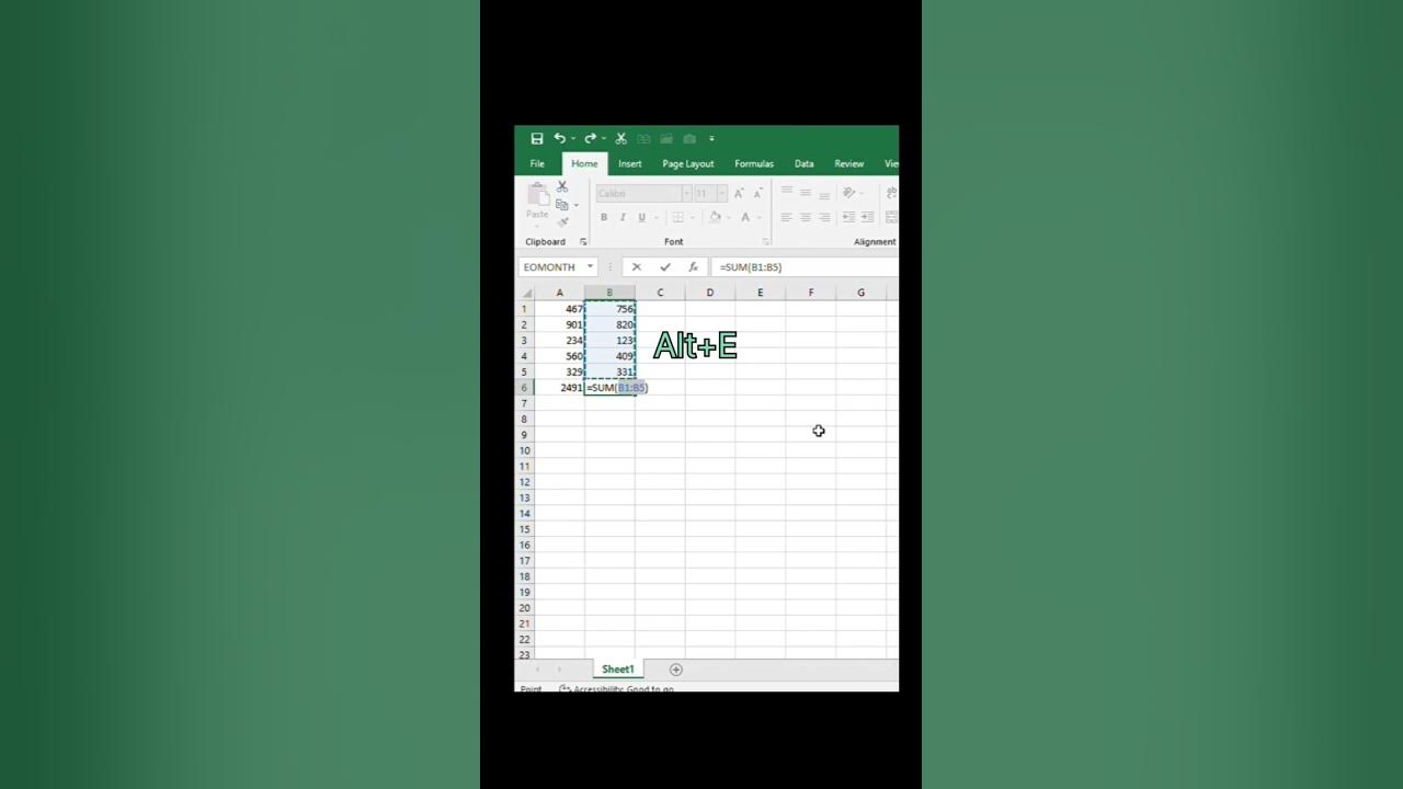 sum-shortcut-key-excel-excelforbeginners-shorts-trendingshorts