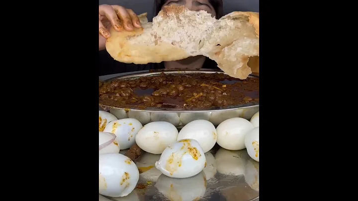 SPICY SPICY PINDI CHOLE WITH FLUFFY BHATURE AND 15 BOILED EGGS, BASMATI RICE | ASMR EATING MUKBANG