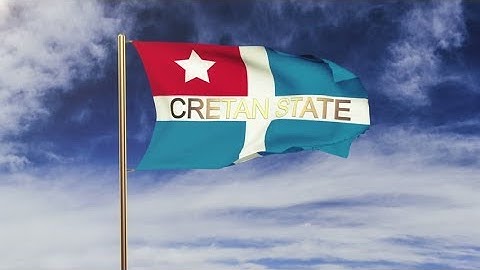 4K Cretan State flag with title waving in the wind. Looping sun rises style. Animation loop Stock