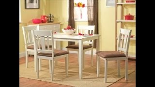 Brodrick White 5 Piece Dining Set, Rubber Wood Construction with Microsuede Upholstered Seats