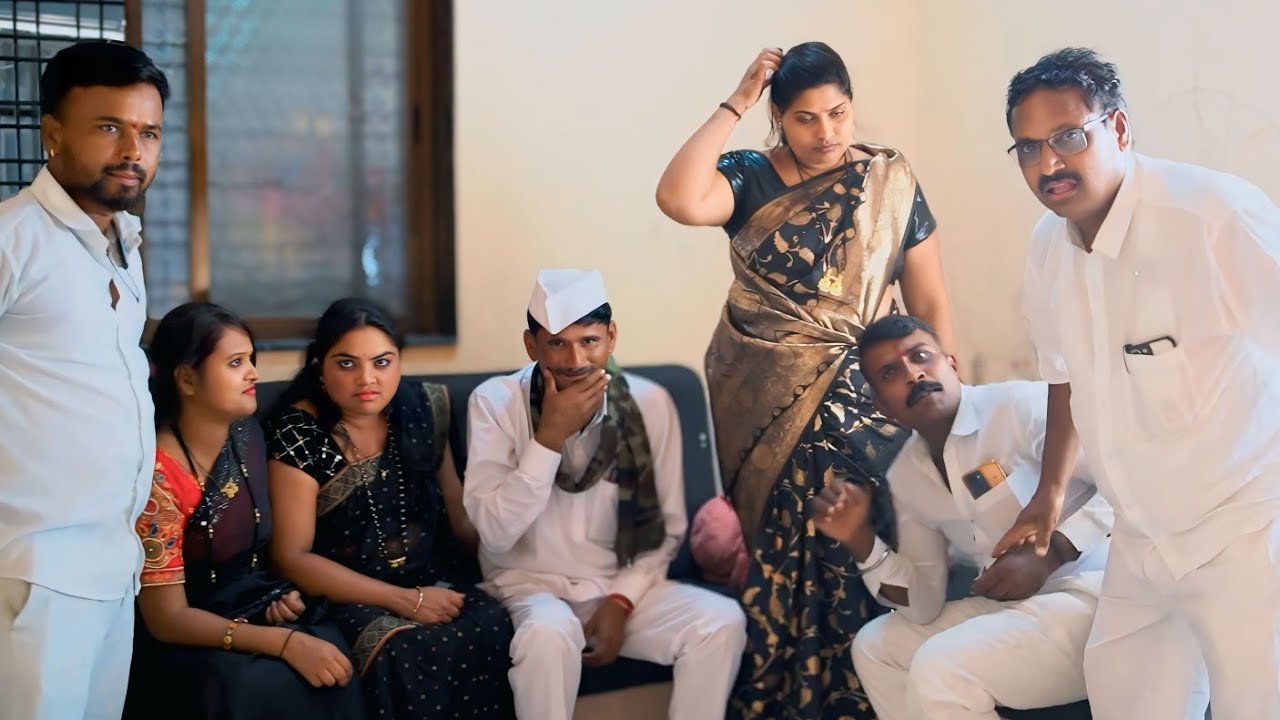 नवऱ्याने मित्र घरी आनले चहा पेले नाही म्हणून बायकोने  हाणले😱#ytshorts   #comedyfilmsyoutubevideo