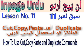 How to Use Cut,Copy,Paste and Duplicate Command in Inpage Lesson 11 in Urdu Hindi Turorial 2020