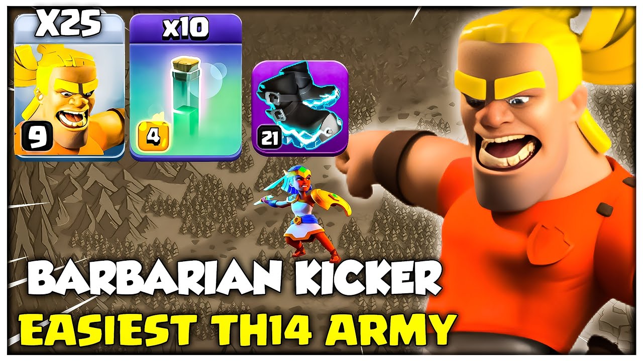 TH14 Players USE THIS STRATEGY NOW! New Th14 Barbarian Kicker Attack - Coc
