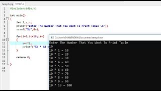 How To Print Table in C Programming Using For Loop | EME Technologies