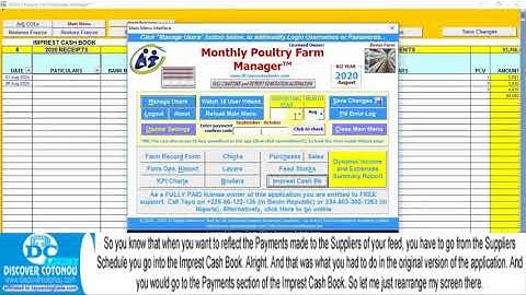 Excel-VB Poultry Farm Manager [UPGRADE] - Auto Generate Payments to Suppliers In Imprest Cash Book