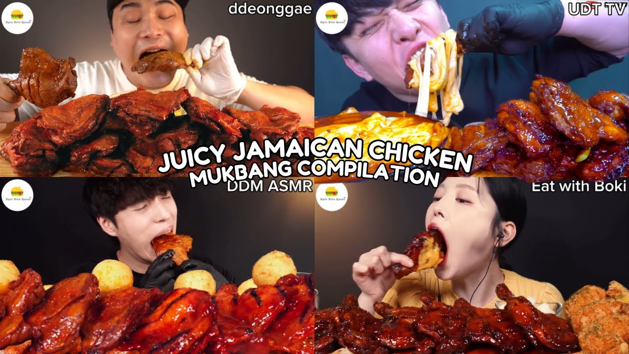 ASMR | JUICY JAMAICAN CHICKEN MUKBANG COMPILATION | BIG BITES |