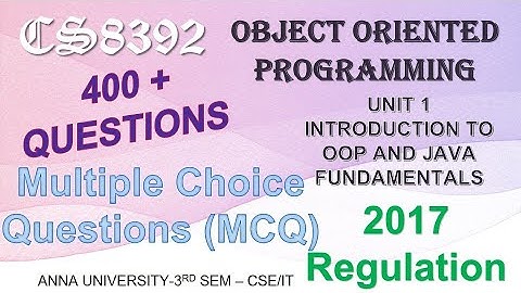 CS8392 MCQ OBJECT ORIENTED PROGRAMMING UNIT 1 MCQ #CS8392 | #Anna University - 3rd Sem CSE/IT|Abisha