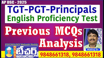 AP DSC - 2025 || English Proficiency Test || MCQs || TGT - PGT - Principals || Teachers Academy