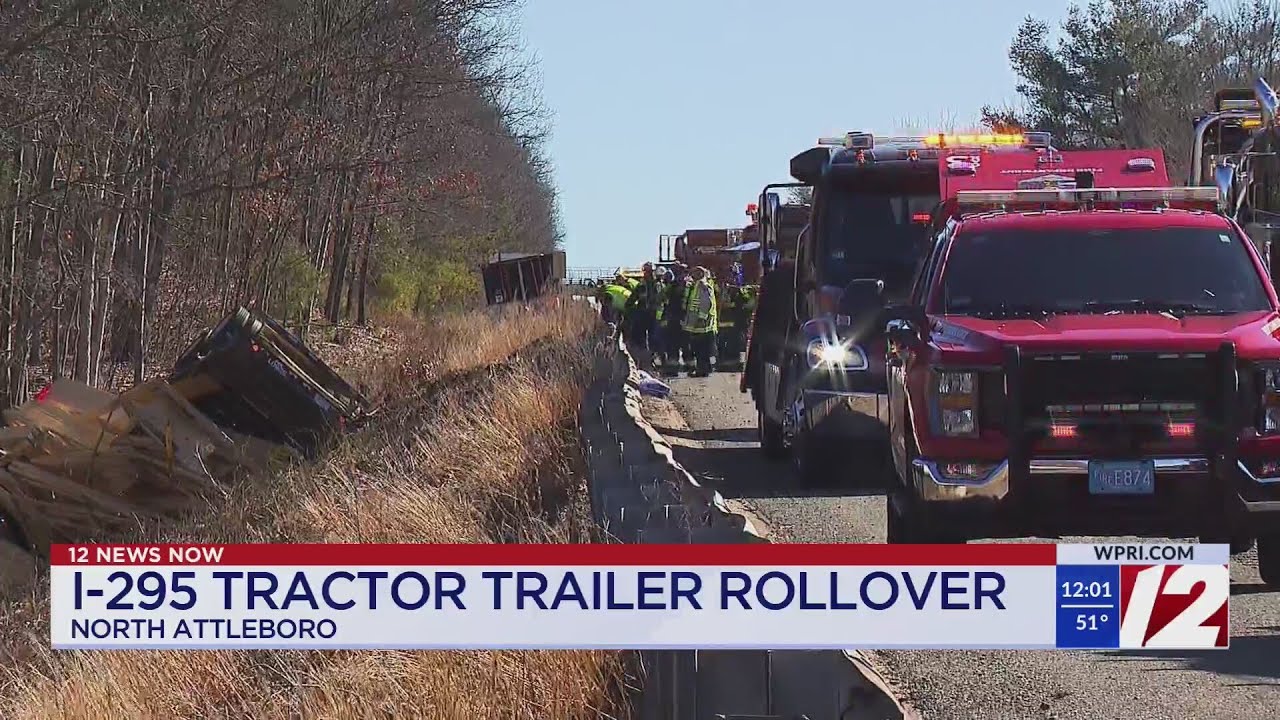 Tractor trailer tips over in North Attleboro - YouTube