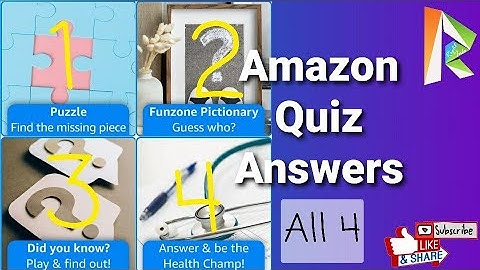 Amazon All 4 Quiz Answers 20 MAY-  Puzzle | Funzone Pictionary | Did You know? | Health Champ Quiz