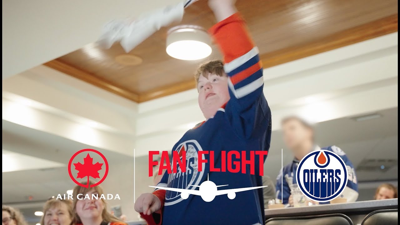 Air Canada Fan Flight with Oilers super-fan Aidan