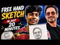 I Drew Robert Downey Jr. in 20 Minutes (Free Hand)🤯