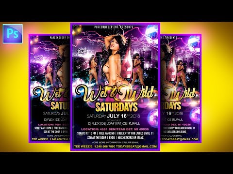 How to make PSD flyers on Adobe Photoshop CC Party Event Club Graphic Design FULL