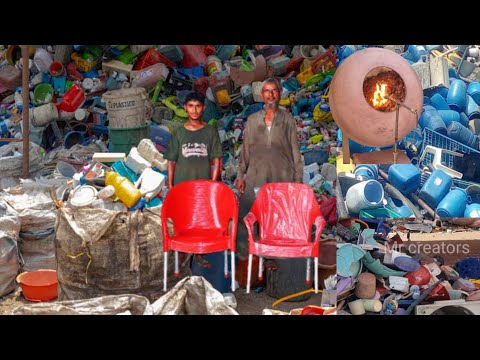 Making home  chairs  from plastic scrape | crushing  plastic scrape | recycling process
