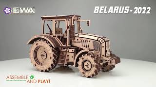 Сборная модель деревянная 3D EWA «Трактор Беларус 2022» Eco Wood Art