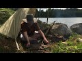 Woodwind - 4 days solo bushcraft, heavy rain, tarp camping in the wild North, foraging, 3 camps