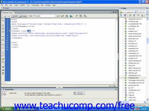 HTML Tutorial Creating Frames Training Lesson 12.2