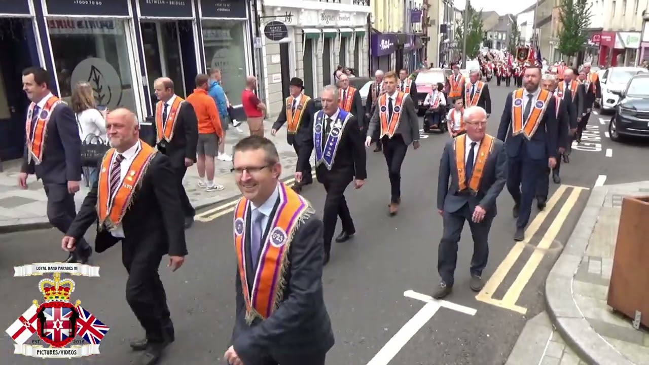 Enniskillen Pipe Band (Full Clip) @ Co Fermanagh Grand Orange Lodge Murdered Brethren Parade 2024