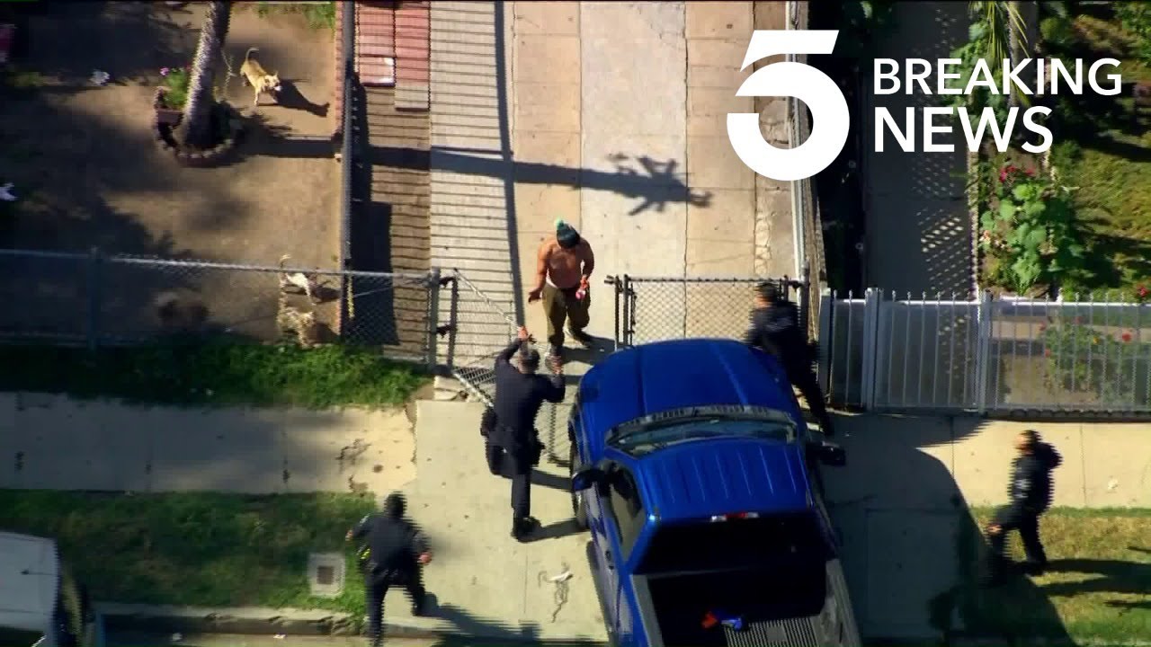 Man in Custody After Police Pursuit Ends in South L.A. - YouTube