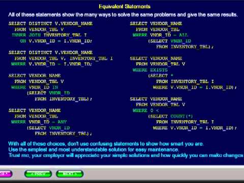 SQL 138 Subselects, Equivalent Statements