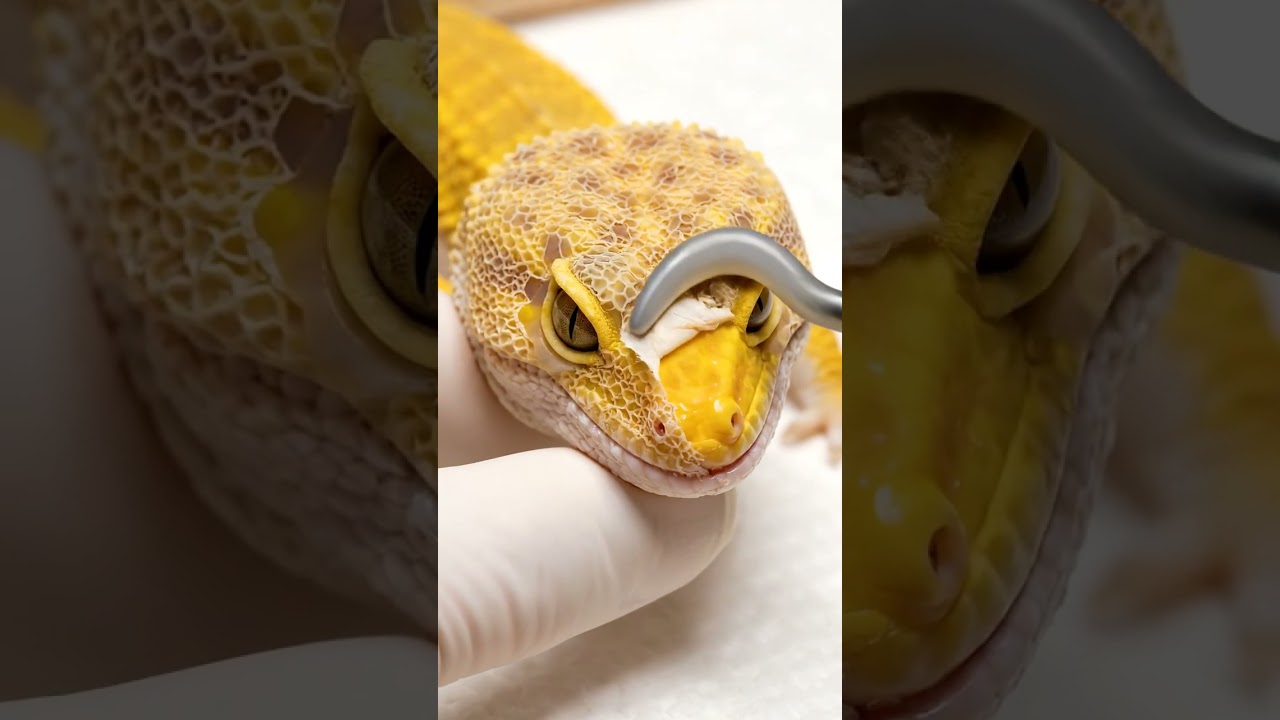 🤯 Satisfying Leopard Gecko Shed ASMR | Eye Cap Pop