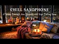 Chill saxophone vibes  a winter evenings jazz serenade with soft falling snow  music in december