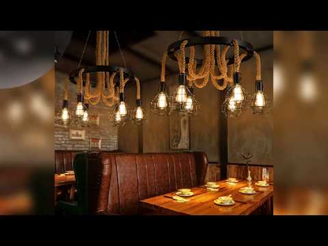Vintage Hemp Rope Circular Chandelier Ring Pendant Light ...
