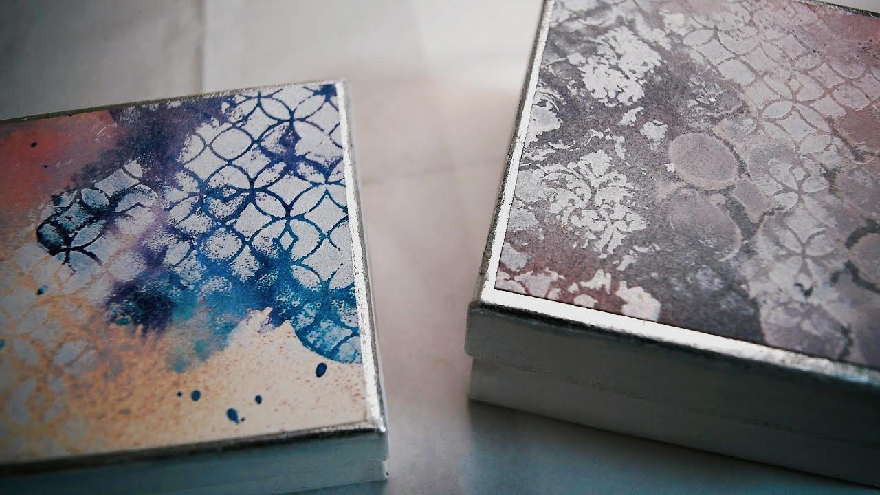 FUNctional Art | DIY Abstract Watercolor and Mixed Media Art Supply Boxes With Gold Leaf Demo