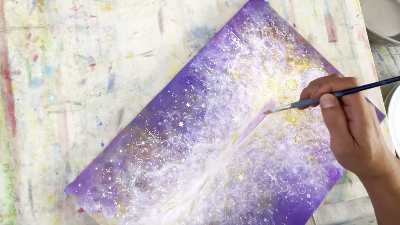 Acrylic abstract painting tutorial - アクリル絵の具を使った抽象画