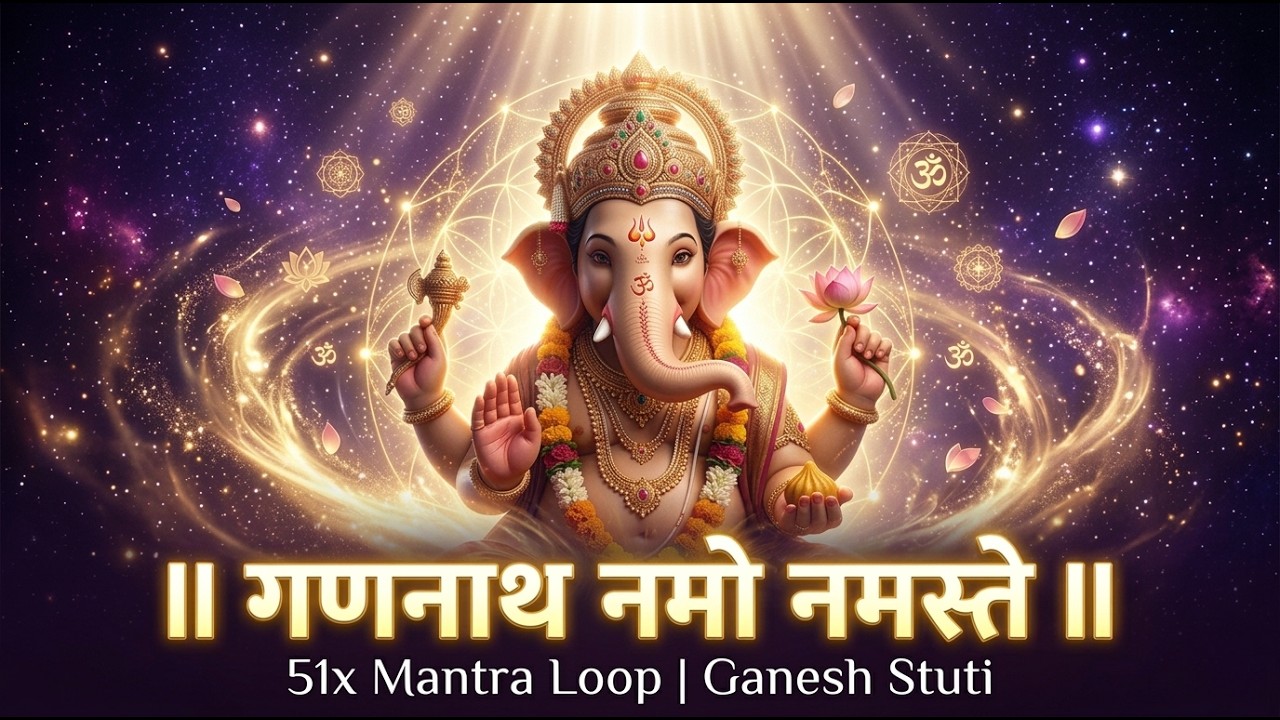 Vighneshwaraya Varaday Ganesh Stuti | 51x Chanting Loop for Obstacle Removal, Prosperity & Peace