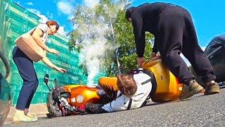 BIKER CRUSHED BY HIS OWN BIKE - Crazy Motorcycle Moments - [Ep.484]