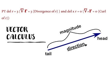 PT del r = 3 (∇·𝐫 = 3 (Divergence of r) ) and del x r = 0 (∇×𝐫 = 0 (Curl of r)) | Vector Calculus