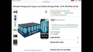 Chyyrp - $36.99 Amazon 4/25/23, Monster Energy Zero Sugar, 16 oz, 24 Cans #amazondeals #amazonfinds