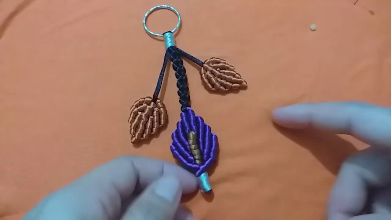 Macrame keychain tutorial spring flowers and leaves 