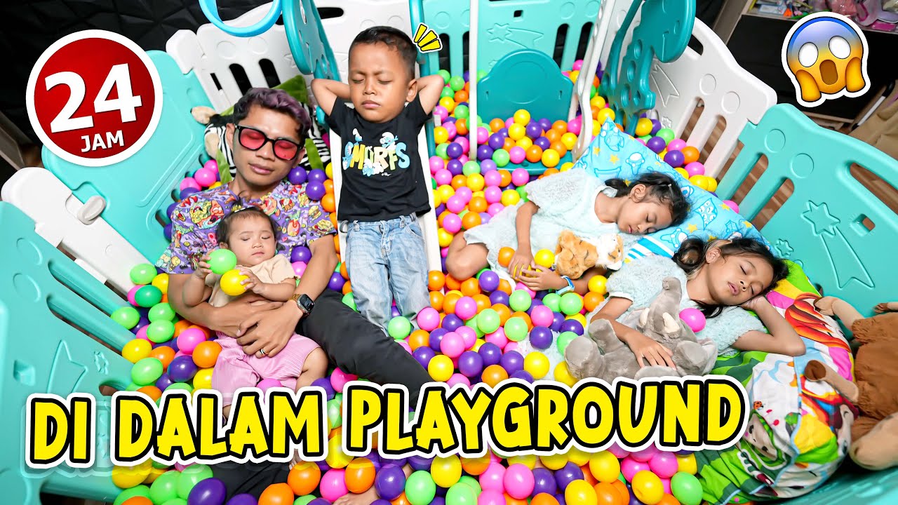 24 JAM DIAM DI PLAYGROUND DI RUMAH!! MALAMNYA ADA SUARA ANEH!!