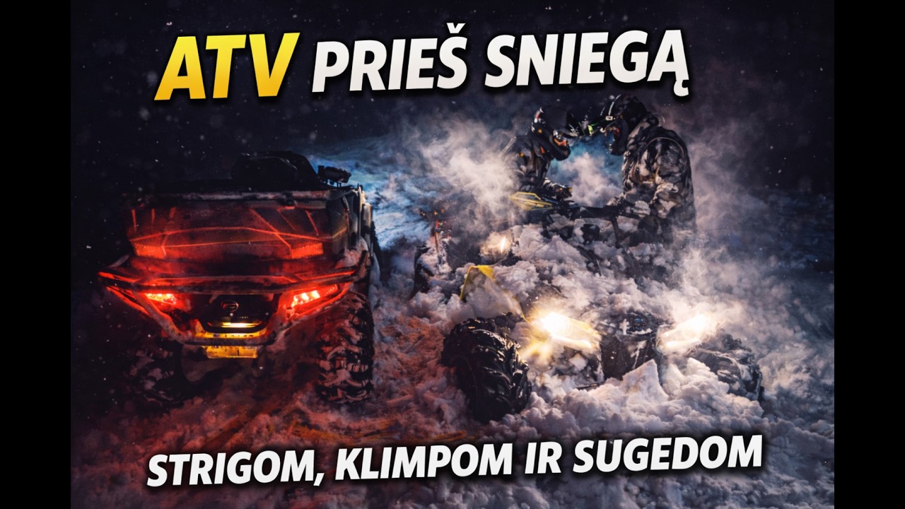 ATV naktinis pasivažinėjimas | Daug sniego, neįveikiami keliai ir nutrūkęs diržas ❄️💥