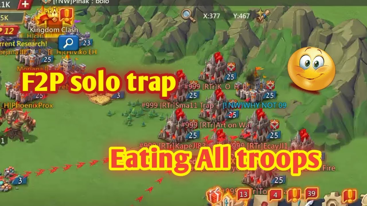 F2P solo trap | eating T4 & T5 | Lords mobile