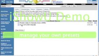 NCBI HOWTO use History and Links pop-out