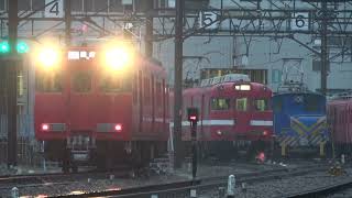[土砂降りの雨の中...] 名鉄6000系 6044F 構内試運転in舞木検査場 (警笛付き)
