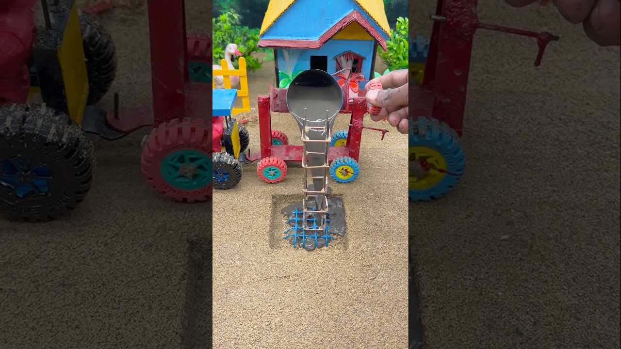 Real Cement Pouring by DIY Tractor & Mini Mixer 🔥🚜
