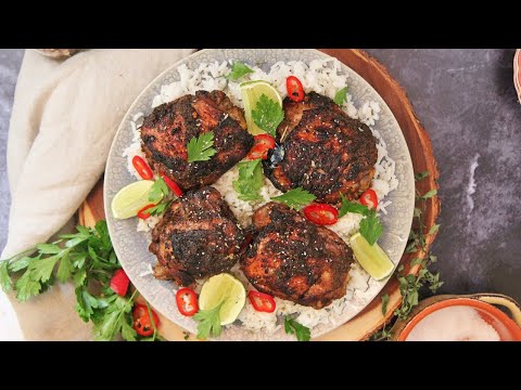 Spicy Jerk Chicken and Coconut Rice | Laura in the Kitchen